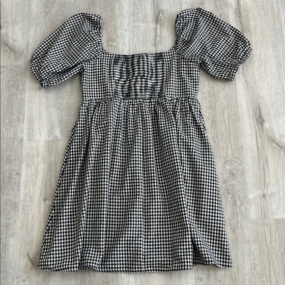 Tuckernuck Pomander Place Abigail Gingham Plaid Black White Dress Womens Medium - Picture 10 of 14